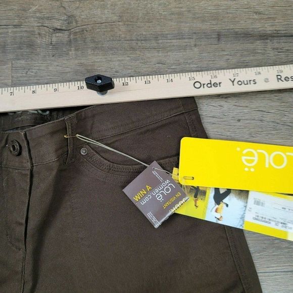 NEW Lole Pants Casual Brown Solid Cropped Flat Front Straight Leg Cotton Womens - Picture 4 of 8